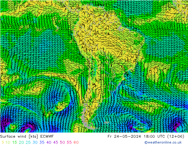 Wind 10 m ECMWF vr 24.05.2024 18 UTC