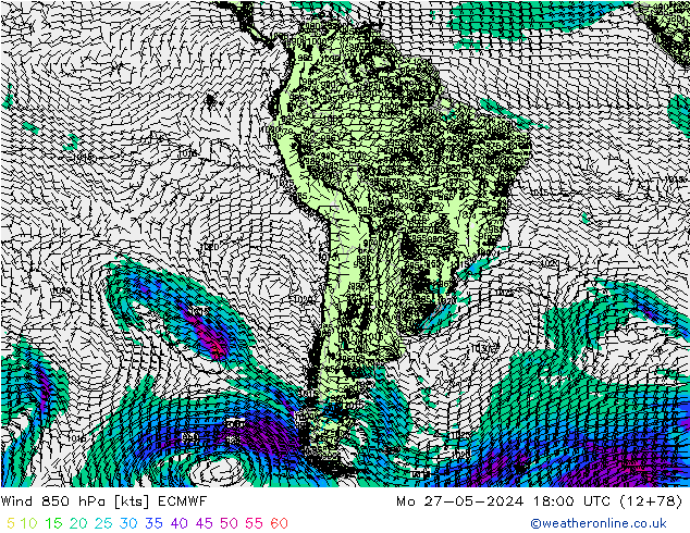 Wind 850 hPa ECMWF Mo 27.05.2024 18 UTC