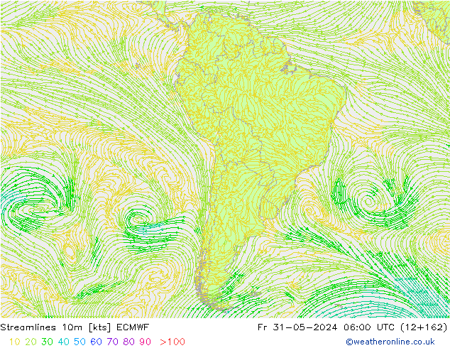 Stroomlijn 10m ECMWF vr 31.05.2024 06 UTC