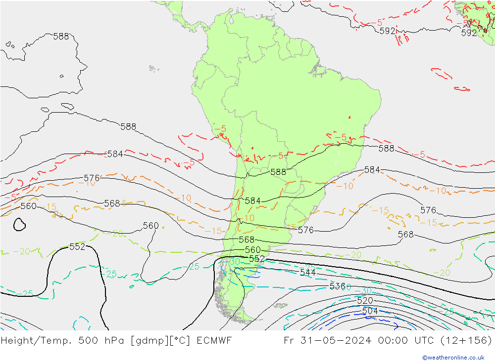 Height/Temp. 500 hPa ECMWF  31.05.2024 00 UTC