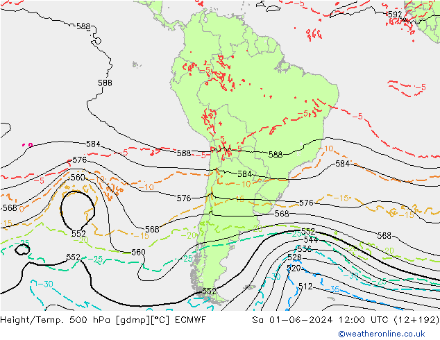 Z500/Rain (+SLP)/Z850 ECMWF So 01.06.2024 12 UTC