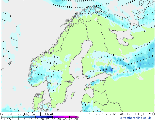 Z500/Rain (+SLP)/Z850 ECMWF Sa 25.05.2024 12 UTC