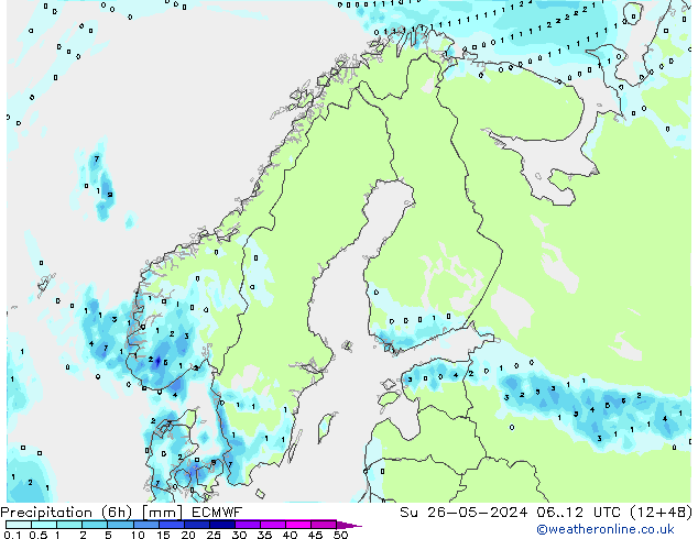 Z500/Rain (+SLP)/Z850 ECMWF So 26.05.2024 12 UTC