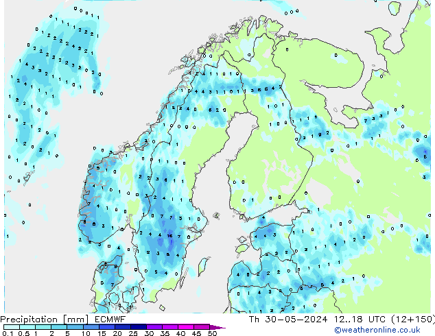 Srážky ECMWF Čt 30.05.2024 18 UTC