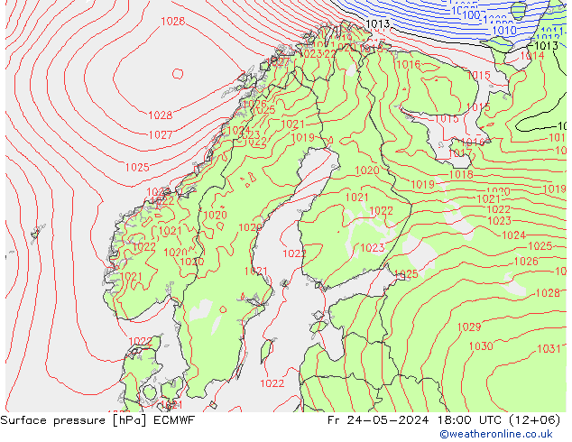 地面气压 ECMWF 星期五 24.05.2024 18 UTC