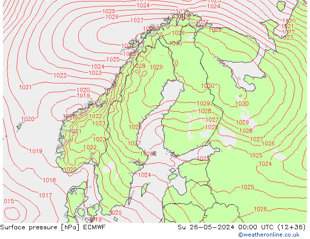 Surface pressure ECMWF Su 26.05.2024 00 UTC