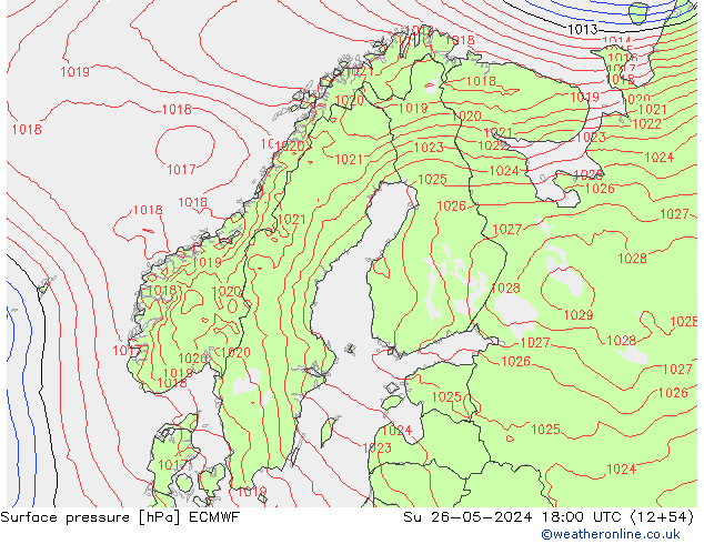 地面气压 ECMWF 星期日 26.05.2024 18 UTC