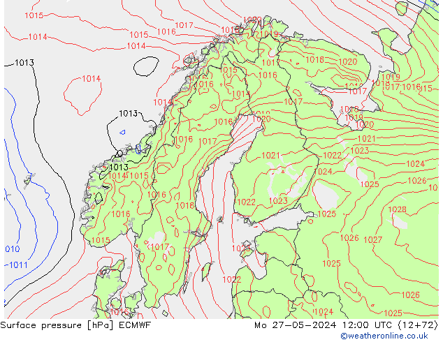 Pressione al suolo ECMWF lun 27.05.2024 12 UTC