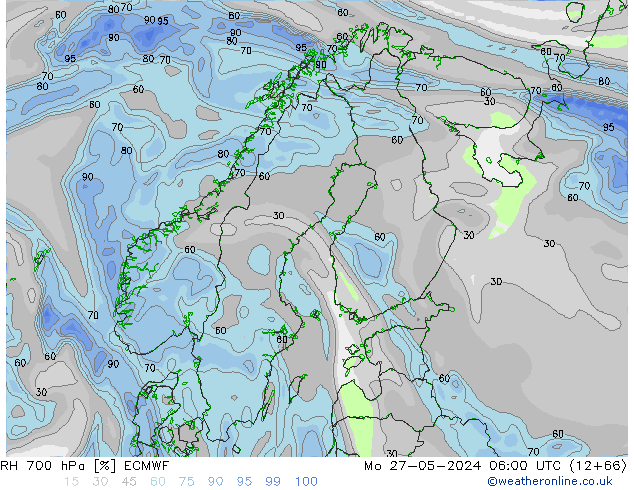 RH 700 hPa ECMWF lun 27.05.2024 06 UTC