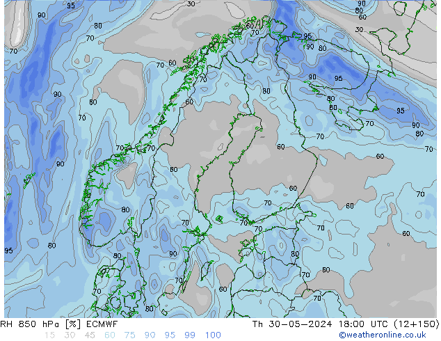 RH 850 hPa ECMWF  30.05.2024 18 UTC