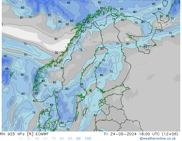 RH 925 hPa ECMWF Fr 24.05.2024 18 UTC