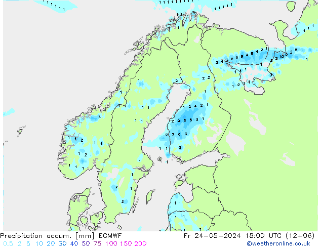 Précipitation accum. ECMWF ven 24.05.2024 18 UTC