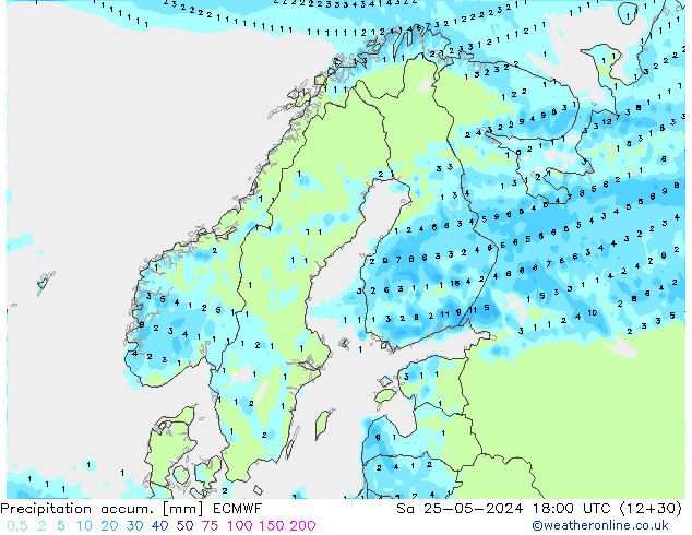 Totale neerslag ECMWF za 25.05.2024 18 UTC