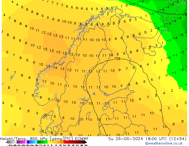 Z500/Rain (+SLP)/Z850 ECMWF  26.05.2024 18 UTC