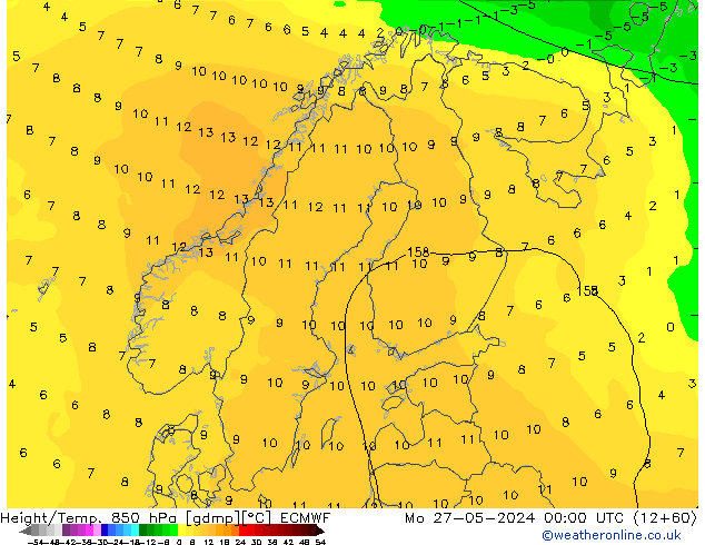 Z500/Rain (+SLP)/Z850 ECMWF Seg 27.05.2024 00 UTC