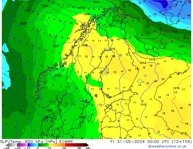 SLP/Temp. 850 hPa ECMWF  31.05.2024 00 UTC