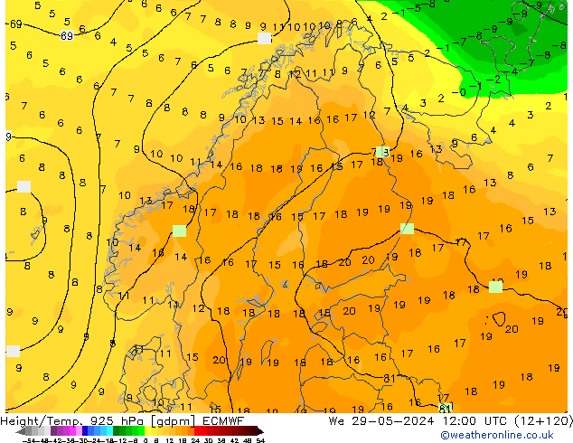 Yükseklik/Sıc. 925 hPa ECMWF Çar 29.05.2024 12 UTC