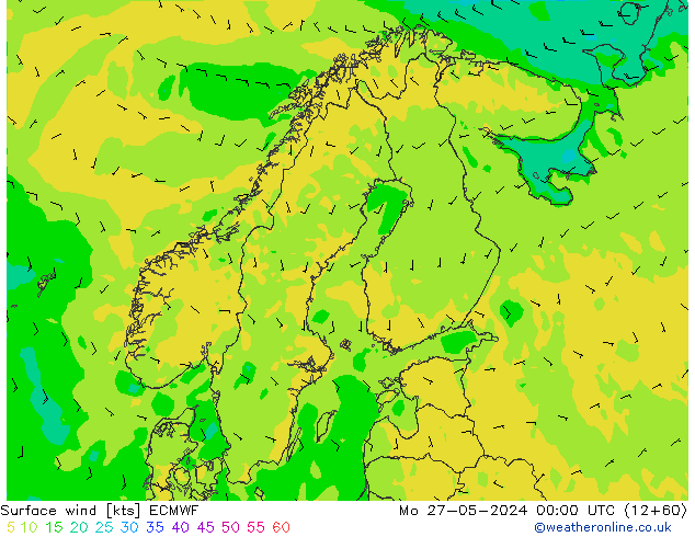 Surface wind ECMWF Po 27.05.2024 00 UTC