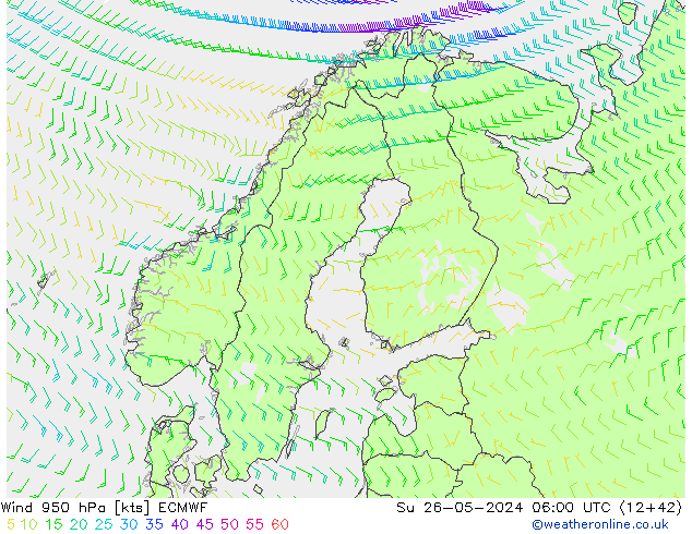 Wind 950 hPa ECMWF Ne 26.05.2024 06 UTC