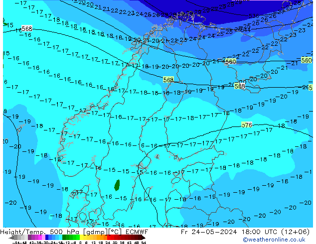 Z500/Yağmur (+YB)/Z850 ECMWF Cu 24.05.2024 18 UTC