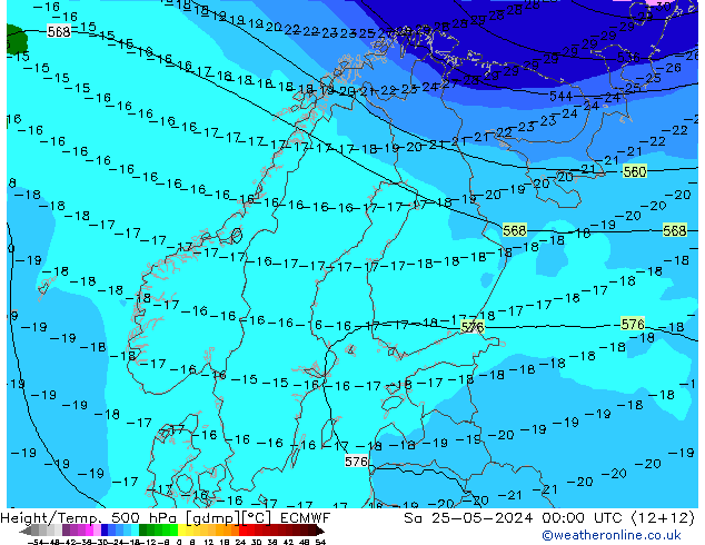 Z500/Rain (+SLP)/Z850 ECMWF Sa 25.05.2024 00 UTC