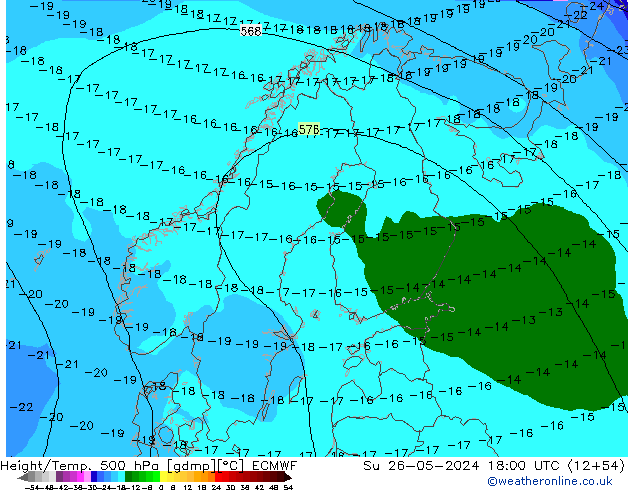 Z500/Rain (+SLP)/Z850 ECMWF dom 26.05.2024 18 UTC