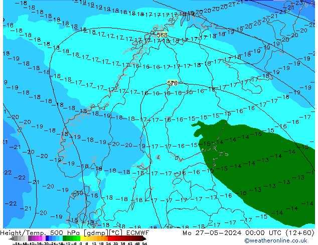 Z500/Rain (+SLP)/Z850 ECMWF lun 27.05.2024 00 UTC