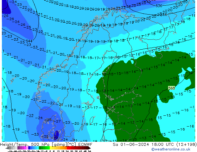 Z500/Rain (+SLP)/Z850 ECMWF сб 01.06.2024 18 UTC