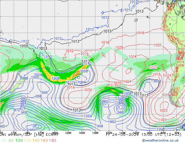 Jet stream/SLP ECMWF Pá 24.05.2024 15 UTC