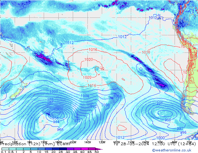Precipitation (12h) ECMWF Tu 28.05.2024 00 UTC
