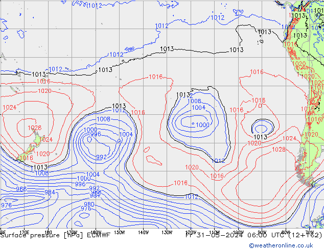 Surface pressure ECMWF Fr 31.05.2024 06 UTC