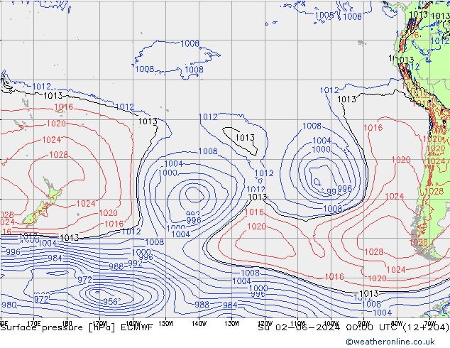 Luchtdruk (Grond) ECMWF zo 02.06.2024 00 UTC