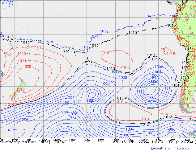 Bodendruck ECMWF Mo 03.06.2024 12 UTC