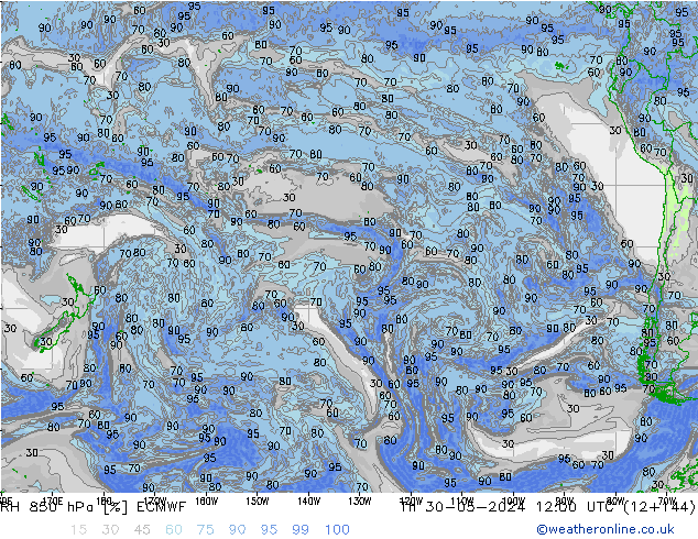 RV 850 hPa ECMWF do 30.05.2024 12 UTC