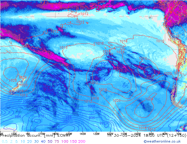 Precipitation accum. ECMWF чт 30.05.2024 18 UTC