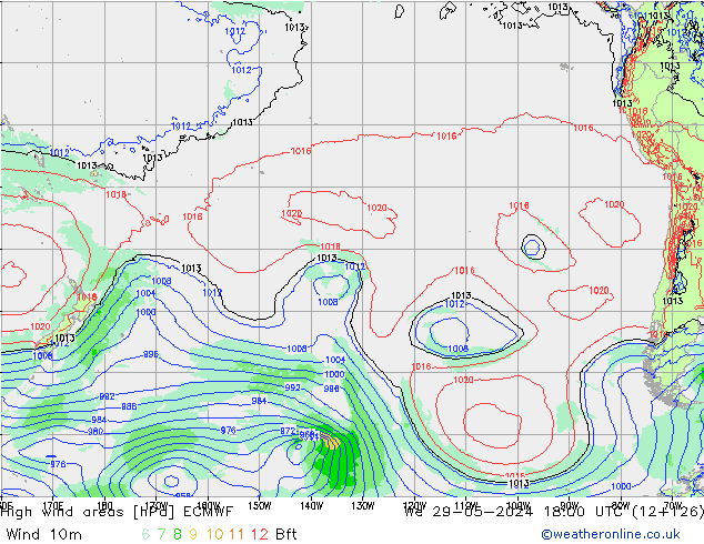 High wind areas ECMWF Qua 29.05.2024 18 UTC