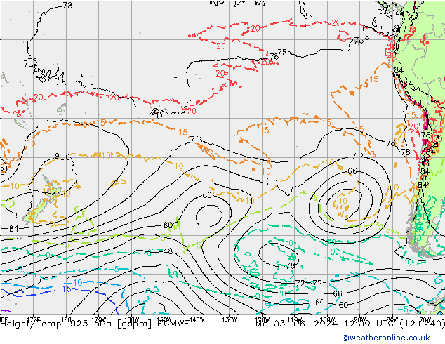 Height/Temp. 925 hPa ECMWF pon. 03.06.2024 12 UTC