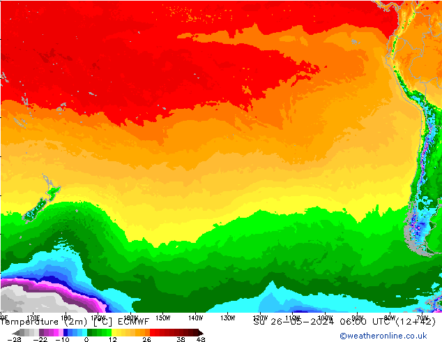 Temperatura (2m) ECMWF Dom 26.05.2024 06 UTC