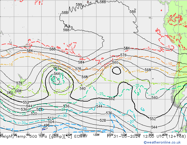 Z500/Regen(+SLP)/Z850 ECMWF vr 31.05.2024 12 UTC