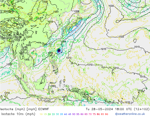 Isotachs (mph) ECMWF Ter 28.05.2024 18 UTC