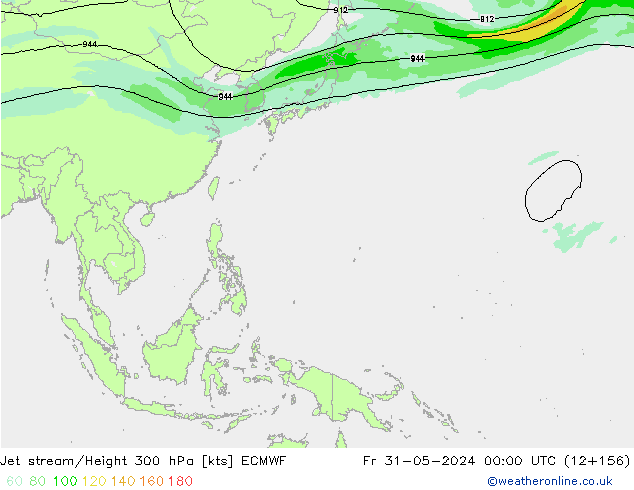 Corrente a getto ECMWF ven 31.05.2024 00 UTC