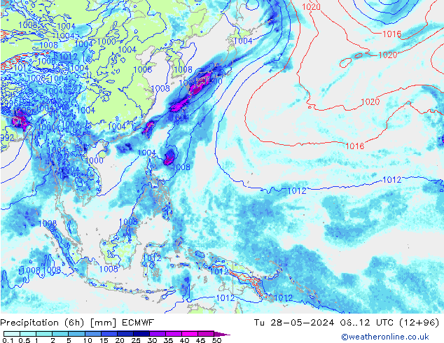 Z500/Regen(+SLP)/Z850 ECMWF di 28.05.2024 12 UTC