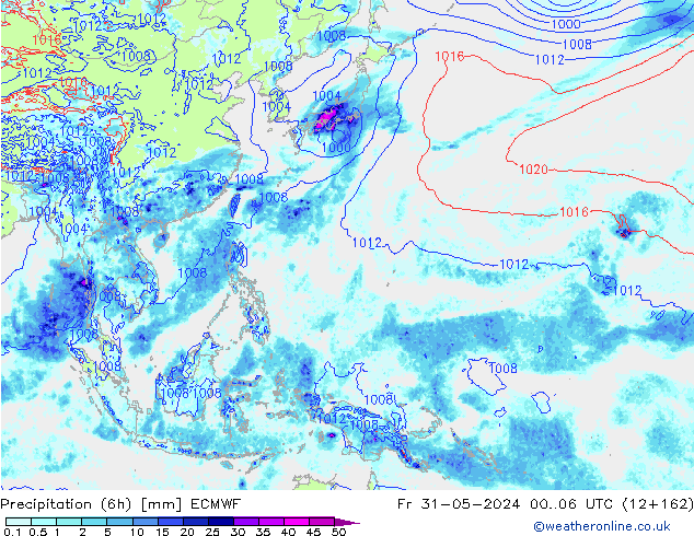 Z500/Rain (+SLP)/Z850 ECMWF Sex 31.05.2024 06 UTC