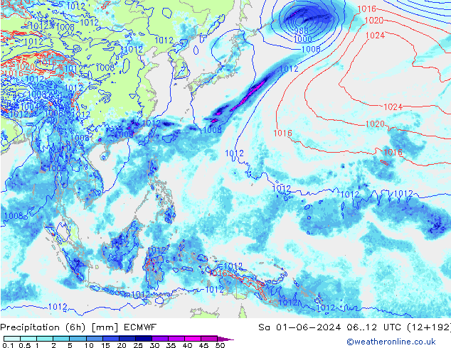 Z500/Regen(+SLP)/Z850 ECMWF za 01.06.2024 12 UTC