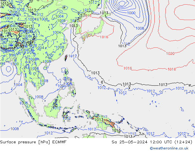 Surface pressure ECMWF Sa 25.05.2024 12 UTC