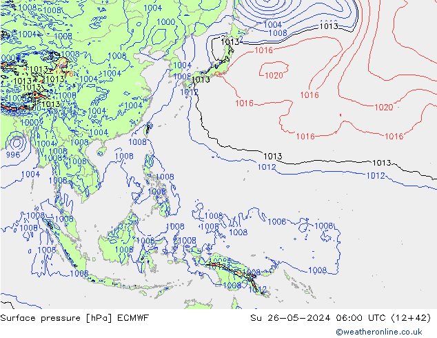 Surface pressure ECMWF Su 26.05.2024 06 UTC