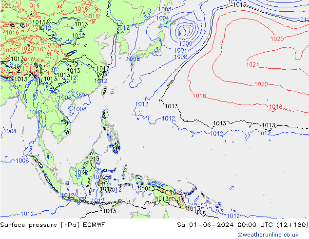 Luchtdruk (Grond) ECMWF za 01.06.2024 00 UTC