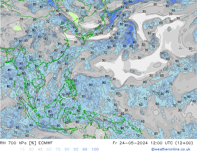 RH 700 hPa ECMWF pt. 24.05.2024 12 UTC