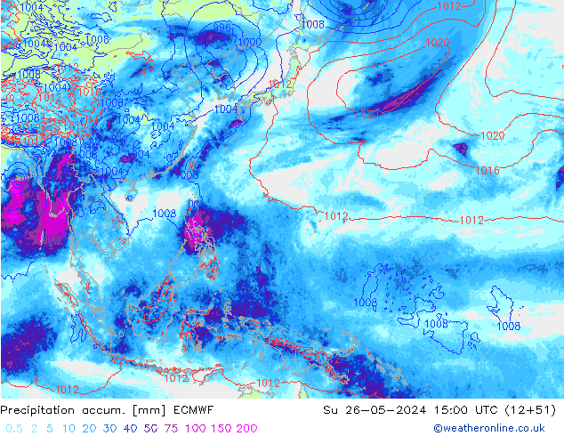 Precipitation accum. ECMWF Su 26.05.2024 15 UTC