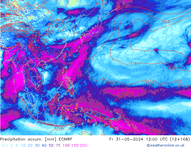 Précipitation accum. ECMWF ven 31.05.2024 12 UTC